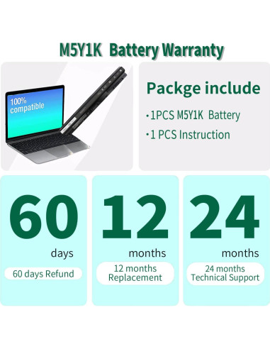 Batería Dell M5Y1K 40Wh 14.8V para Inspiron 14 15 17 Series