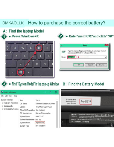 Batería Dell M5Y1K 40Wh 14.8V para Inspiron 14 15 17 Series