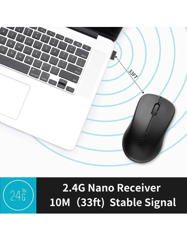 Ratón Inalámbrico Silencioso Rapoo 1680, 1000 DPI, Negro