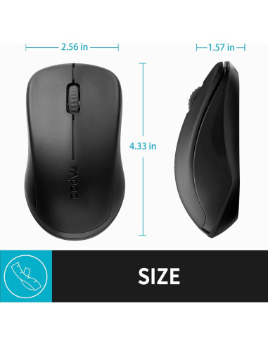 Ratón Inalámbrico Silencioso Rapoo 1680, 1000 DPI, Negro