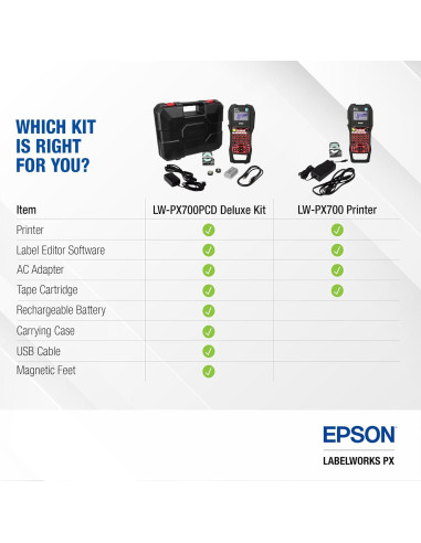 Impresora de Etiquetas Portátil Epson LABELWORKS LW-PX700 - Kit Completo