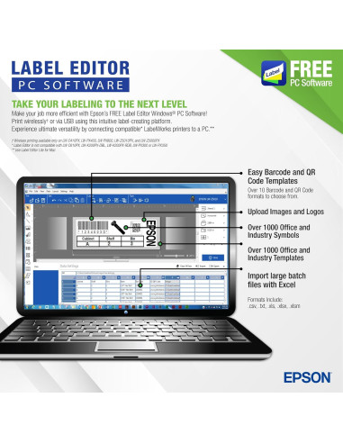 Impresora de Etiquetas Portátil Epson LABELWORKS LW-PX700 - Kit Completo