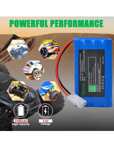 Batería Recargable NiMH Tectra 9.6V 2100mAh para Coche RC 2