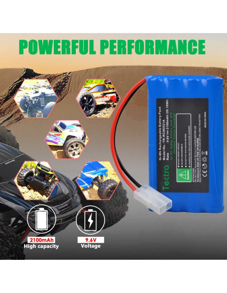 Batería Recargable NiMH Tectra 9.6V 2100mAh para Coche RC