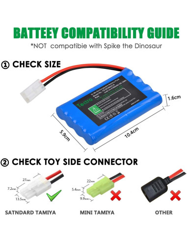 Batería Recargable NiMH Tectra 9.6V 2100mAh para Coche RC