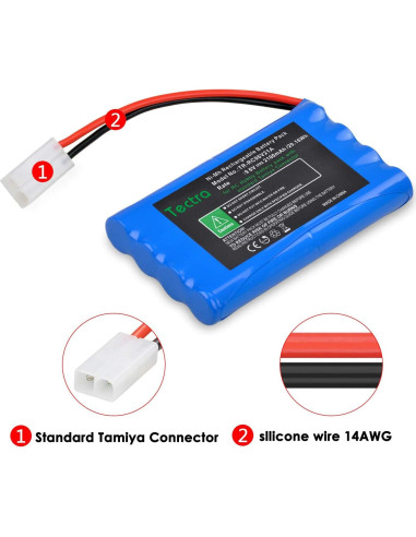 Batería Recargable NiMH Tectra 9.6V 2100mAh para Coche RC