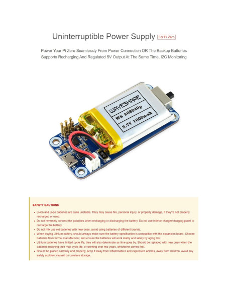 UPS HAT Iunius para Raspberry Pi Zero 5V Energía Estable