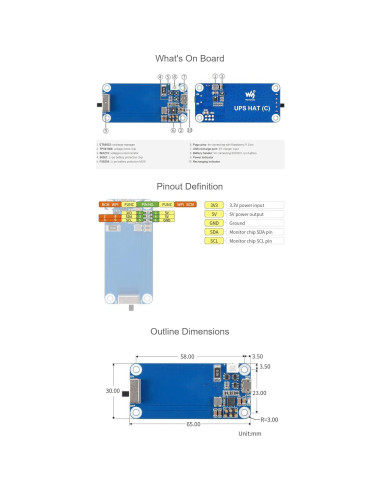 UPS HAT Iunius para Raspberry Pi Zero 5V Energía Estable