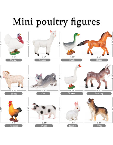 Conjunto 12 Animales de Granja RCOMG para Niños