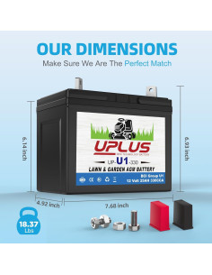 Batería AGM UPLUS U1 12V 330CCA para Cortacésped y Tractores 2