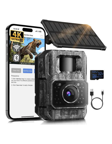Cámara de sendero solar MAXDONE 4K 64MP WiFi IP66