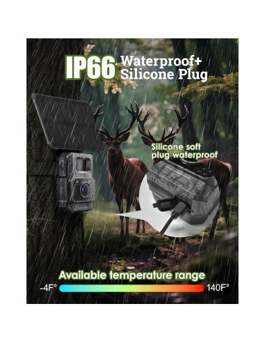 Cámara de sendero solar MAXDONE 4K 64MP WiFi IP66