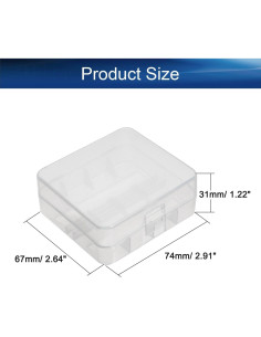 Caja de Almacenamiento de Baterías Heyiarbeit para 2 Baterías 26650 - Transparente 2