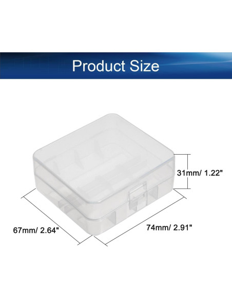 Caja de Almacenamiento de Baterías Heyiarbeit para 2 Baterías 26650 - Transparente