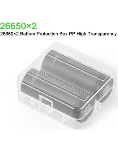 Caja de Almacenamiento de Baterías Heyiarbeit para 2 Baterías 26650 - Transparente