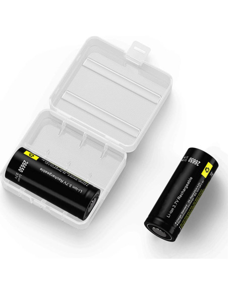 Caja de Almacenamiento de Baterías Heyiarbeit para 2 Baterías 26650 - Transparente