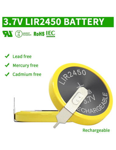 Batería Recargable LIR2450 EEMB 120mAh 3.7V x5 con Pestañas