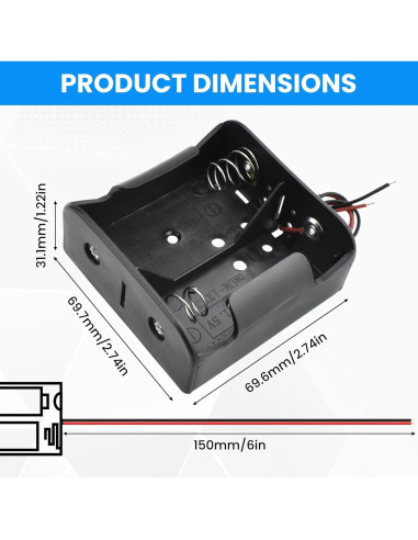 Soporte de Batería D SDTC Tech 2 Ranuras 3V con Cables