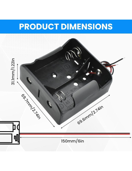 Soporte de Batería D SDTC Tech 2 Ranuras 3V con Cables