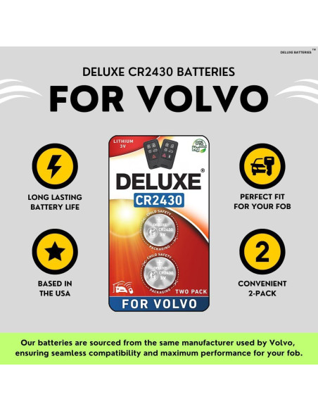 Baterías CR2430 para Llave Volvo XC60 S60 V60 (Paquete de 2)