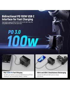 Batería Neewer V Mount PS150E 150Wh 10350mAh Carga Rápida 2