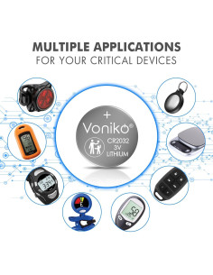 Baterías de Litio CR2032 3V Voniko Paquete de 6 - 7 Años Vida 2