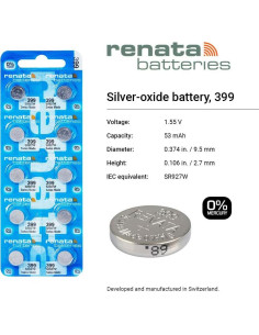 Baterías de Óxido de Plata Renata 399 SR927W - 1.55V (2 Unidades) 2