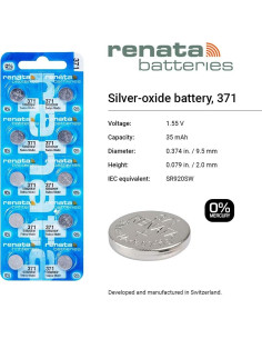 Baterías de Óxido de Plata Renata 371 SR920SW - 1.55V (2 Unidades) 2