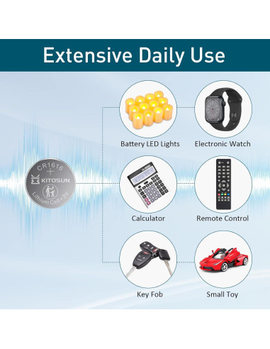 Baterías de Litio Kitosun CR1616 - Paquete de 5 Piezas 3V