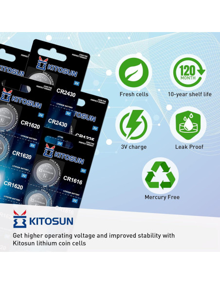 Baterías de Litio Kitosun CR1616 - Paquete de 5 Piezas 3V