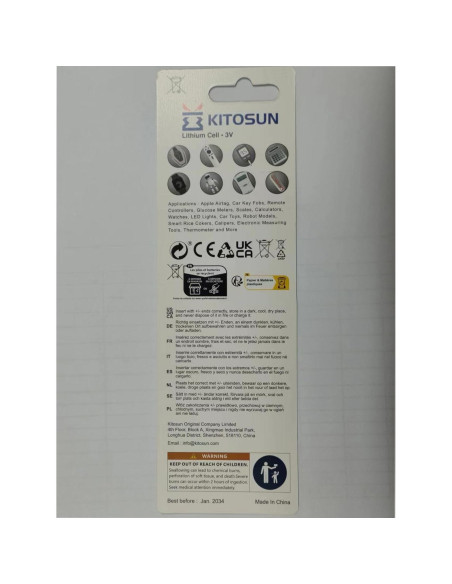 Baterías de Litio Kitosun CR1616 - Paquete de 5 Piezas 3V