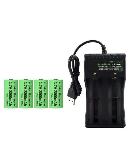 Cargador de Baterías Inteligente CBJJ con 4 Baterías 2800mAh 3.7V