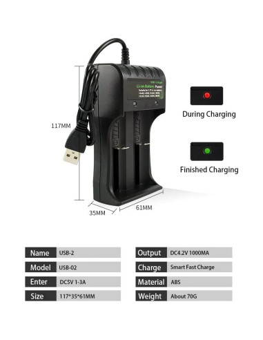 Cargador de Baterías Inteligente CBJJ con 4 Baterías 2800mAh 3.7V