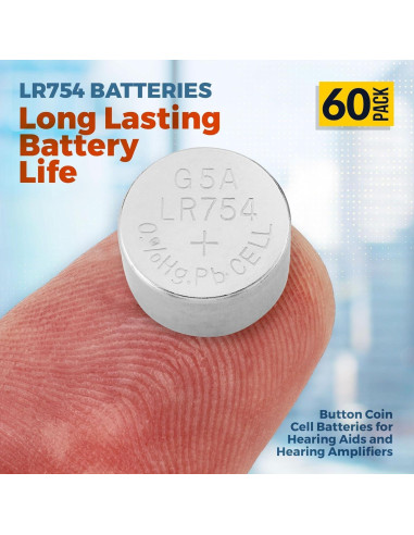 Baterías Alcalinas MEDca AG5 LR754 - Paquete de 60 - 1.5V