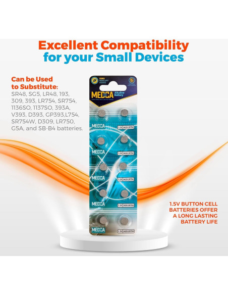 Baterías Alcalinas MEDca AG5 LR754 - Paquete de 60 - 1.5V