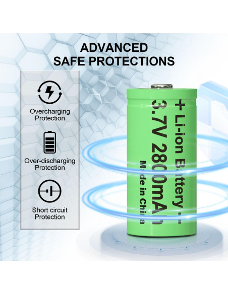 Batería Recargable 16340 3.7V 2800mAh Li-ion CBJJ - Paquete de 12