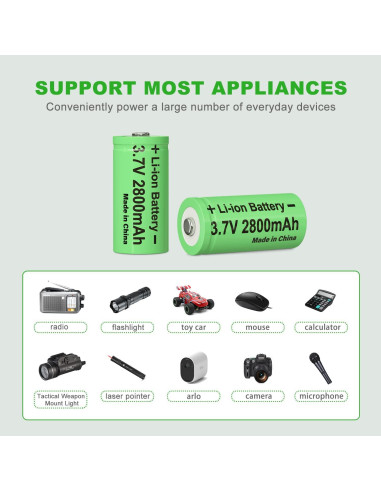 Batería Recargable 16340 3.7V 2800mAh Li-ion CBJJ - Paquete de 12