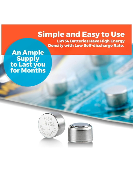 Baterías Alcalinas MEDca AG5 LR754 - Paquete de 60 - 1.5V