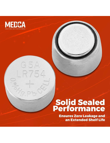 Baterías Alcalinas MEDca AG5 LR754 - Paquete de 60 - 1.5V
