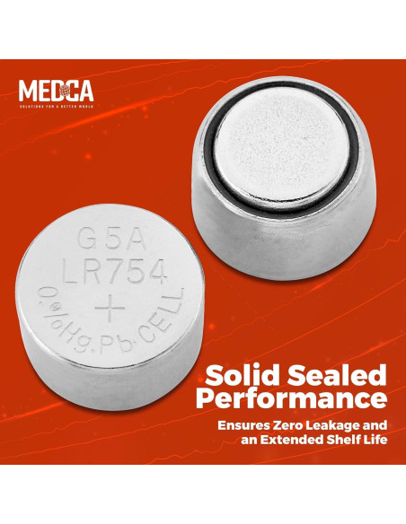 Baterías Alcalinas MEDca AG5 LR754 - Paquete de 60 - 1.5V