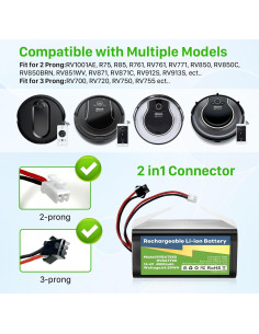 Batería de Reemplazo KOOAQQ RVBAT850 4500mAh para Aspiradoras Shark 2