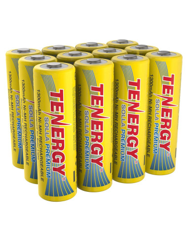 Baterías recargables AA NiMH Solla Tenergy 1300mAh - Paquete de 12