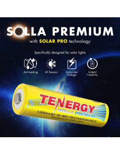 Baterías recargables AA NiMH Solla Tenergy 1300mAh - Paquete de 12 2