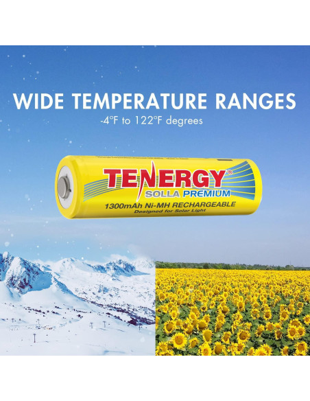 Baterías recargables AA NiMH Solla Tenergy 1300mAh - Paquete de 12