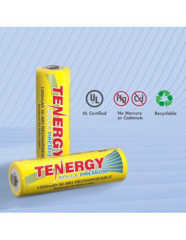 Baterías recargables AA NiMH Solla Tenergy 1300mAh - Paquete de 12