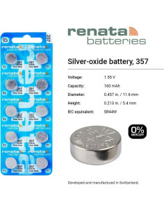 Baterías de Óxido de Plata Renata 357 SR44W - 1.55V (2 Unidades) 2