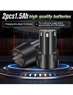 2 Baterías de Litio 12V 1.5Ah + Cargador para Herramientas 2
