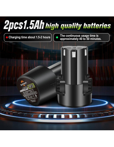 2 Baterías de Litio 12V 1.5Ah + Cargador para Herramientas