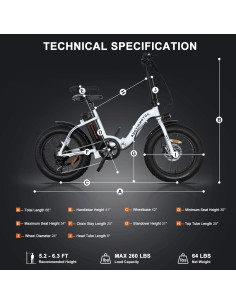 Bicicleta Eléctrica Plegable Aostirmotor 500W 20" Neumáticos Gruesos 2