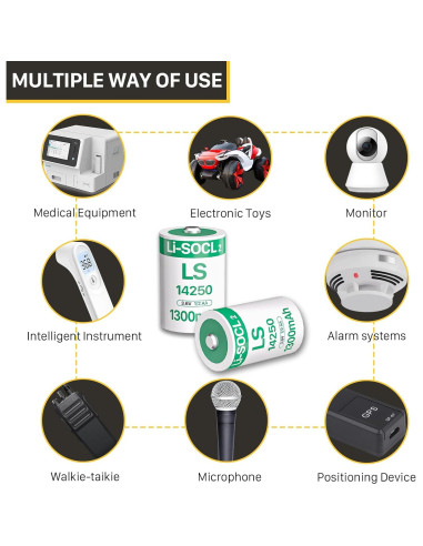 10 Baterías de Litio 3.6V 1/2AA BOANV para Dispositivos